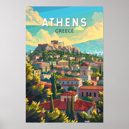 アテネ ギリシャ 旅行 アート ヴィンテージ ポスター (正面)