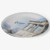 アテネ ギリシャ 水彩画 遺跡 紙皿 (アングル)