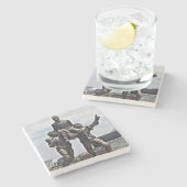 アテネ・グルジアのドイリー・サッカー彫刻 ストーンコースター (横)