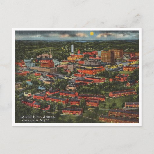 アテネ,ジョージアヴィンテージエアリアルビューアットナイト ポストカード (正面)