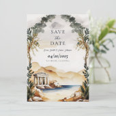 アテネ・セーブ・ザ・デート招待状 | ギリシャの空撮 招待状 (スタンド正面)