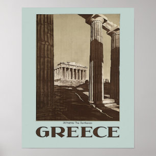アテネ: パルテノンのギリシャのヴィンテージ旅行ポスター ポスター