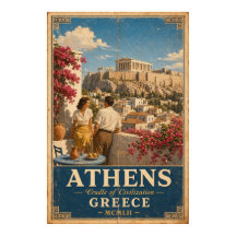 アテネ ビンテージ 旅行ポスター ギリシャ アクロポリス ウォールアート