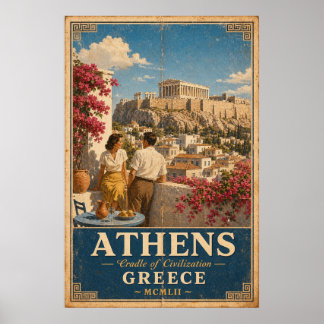 アテネ ビンテージ 旅行ポスター ギリシャ アクロポリス ウォールアート