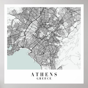 アテネGreeceブルーウォーター通りの地図 ポスター