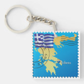 アテネGreece Travel Stampギリシャ国旗と地図 キーホルダー (正面)