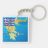 アテネGreece Travel Stampギリシャ国旗と地図 キーホルダー (裏面)
