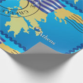 アテネGreece Travel Stampギリシャ国旗と地図 ラッピングペーパー (角)