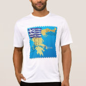 アテネGreece Travel Stampギリシャ国旗と地図 Tシャツ (正面)