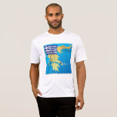 アテネGreece Travel Stampギリシャ国旗と地図 Tシャツ (正面フル)