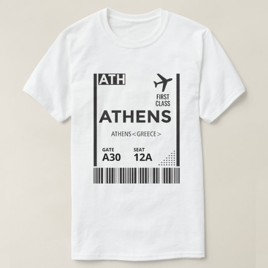 アテパーソナライズされたネギリシャ搭乗券 Tシャツ (デザイン正面)