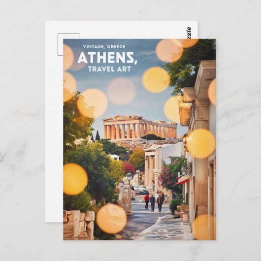 アテモダンネギリシャ旅行ヴィンテージ ポストカード (正面/裏面)
