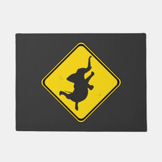 アテンション踊りゾウ交差点 ドアマット (正面)