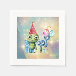 アテンション銀河間プレーン誕生日ナプキン スタンダードカクテルナプキン