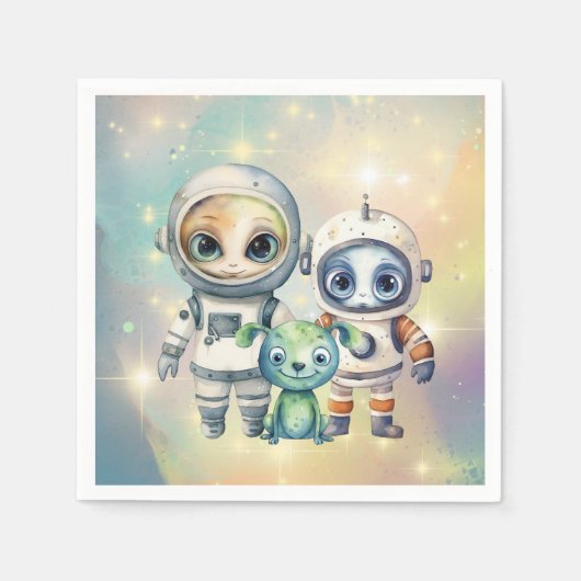 アテンション銀河間プレーン誕生日ナプキン スタンダードカクテルナプキン (正面)