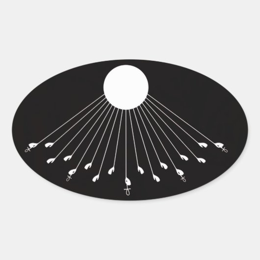 アテン神の真のシンボルステッカー 楕円形シール (正面)