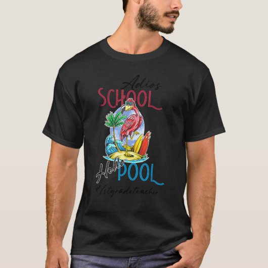 アディオススクールハロープールサマーフラミンゴ先生1s tシャツ (正面)