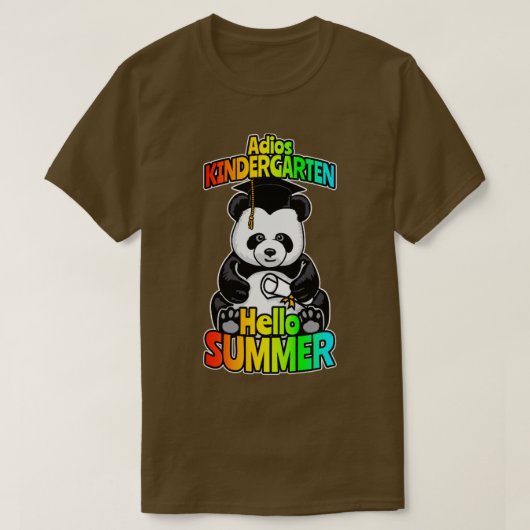 アディオス幼稚園ハローサマーおもしろいハッピーパンダ Tシャツ (デザイン正面)
