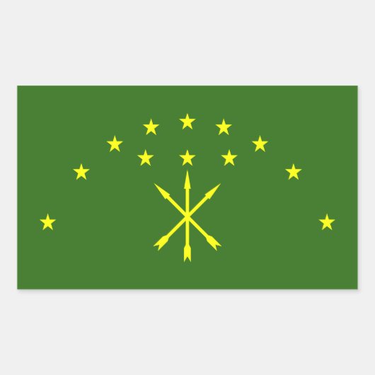 アディゲヤ共和国の愛国的な旗 長方形シール (正面)