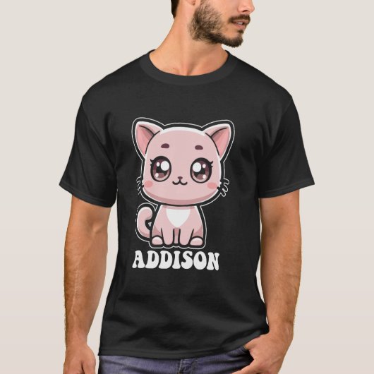 アディソン 可愛い子猫 デザイン 女子 名前 アディス Tシャツ (正面)