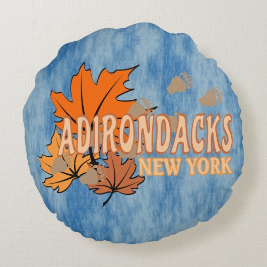 アディロンダックの秋の紅葉Bear Tr ラウンドクッション (裏面)