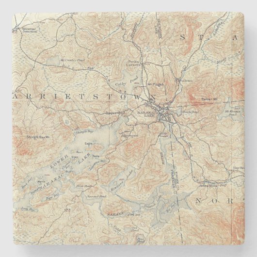 アディロンダックスのサラナク湖の村と地域 ストーンコースター (正面)