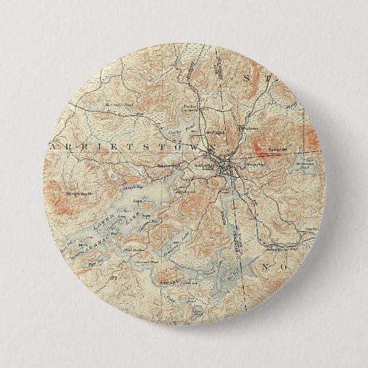 アディロンダックスのサラナク湖の村と地域 缶バッジ (正面)