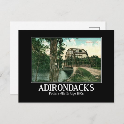 アディロンダックスポタースビルNYブリッジヴィンテージ ポストカード (正面/裏面)