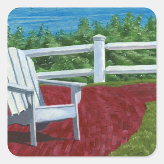 アディロンダックチェアの絵画 スクエアシール (正面)