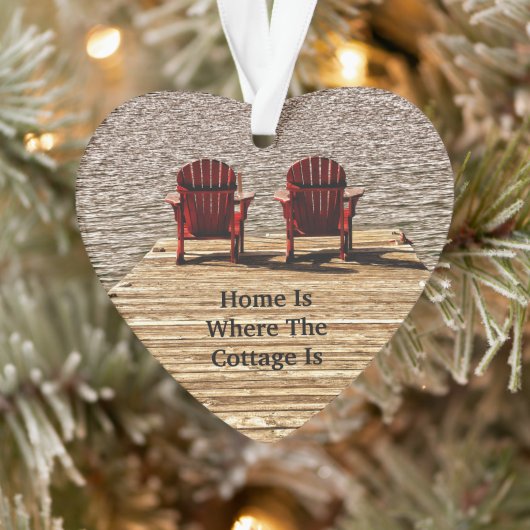 アディロンダックチェアレッドホームはコテージの場所 オーナメント (ツリー)