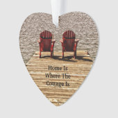 アディロンダックチェアレッドホームはコテージの場所 オーナメント (正面)