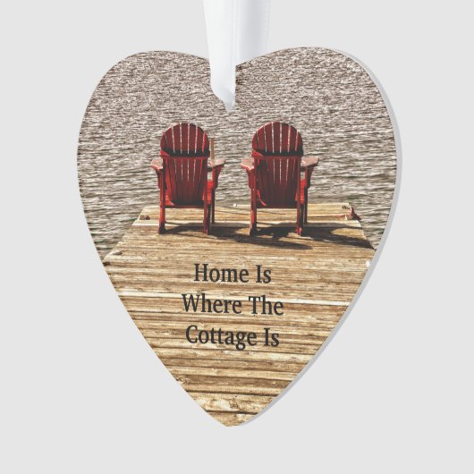 アディロンダックチェアレッドホームはコテージの場所 オーナメント (正面)