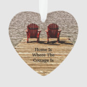 アディロンダックチェアレッドホームはコテージの場所 オーナメント (正面)