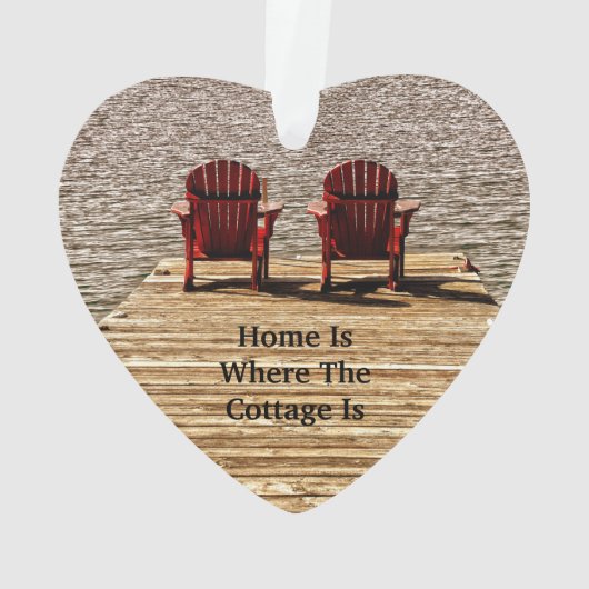 アディロンダックチェアレッドホームはコテージの場所 オーナメント (裏面)
