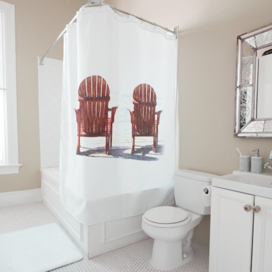 アディロンダックブラウンビーチチェア素朴コテージ シャワーカーテン (インサイチュ)
