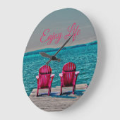 アディロンダッ素朴クチェア楽しむのコテージ ラージ壁時計 (傾斜)