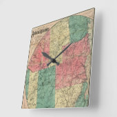 アディロンドダック原野のストダールの地図, 1883 スクエア壁時計 (傾斜)