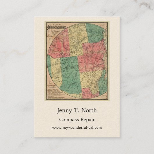 アディロンドダック原野のストダールの地図， 1883 名刺 (正面)