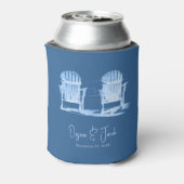 アディロンドックビーチチェアアズールブルー結婚ホワイト 缶クーラー