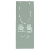 アディロンドックビーチチェアスリージグリーンホワイト結婚ズ ワインギフトバッグ (裏面)