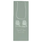 アディロンドックビーチチェアスリージグリーンホワイト結婚ズ ワインギフトバッグ (正面)