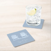 アディロンドックビーチチェアズダスティブルーホワイト結婚ズ スクエアペーパーコースター (インサイチュ)