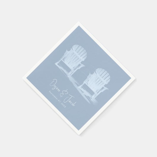 アディロンドックビーチチェアズダスティブルーホワイト結婚ズ スタンダードカクテルナプキン (角)