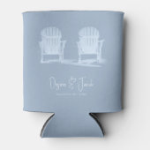 アディロンドックビーチチェアズダスティブルーホワイト結婚ズ 缶クーラー (正面)