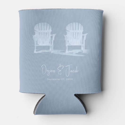 アディロンドックビーチチェアズダスティブルーホワイト結婚ズ 缶クーラー (正面)