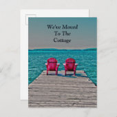 アディロンドックビーチチェアティール（緑がかった色）レイクハウスムービング ポストカード (正面/裏面)