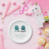 アディロンドックビーチチェアホワイトティール(緑がかった色)結婚ズ ペーパープレート (パーティー)