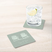 アディロンドックビーチチェアーズセージ結婚グリーン スクエアペーパーコースター (インサイチュ)