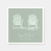 アディロンドックビーチチェアーズセージ結婚グリーン スタンダードカクテルナプキン (正面)