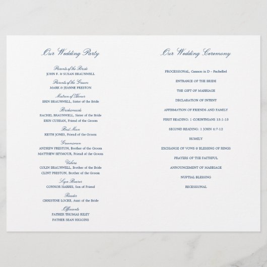 アディロンドックビーチチェアーズネイビーブルー結婚式 プログラム (裏面)